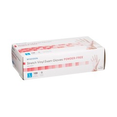 McKesson Stretch Vinyl Exam Glove Standard Cuff Length LARGE 100 per Box