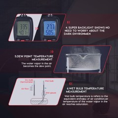 Thermometer Hygrometer Humidity Dew Point Wet Bulb Meter -20-70C -4-158F 4in1