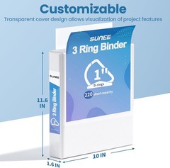 Moisture Resistant 1 Inch D Ring Binder with Pockets: 8.5×11 Paper Friendly