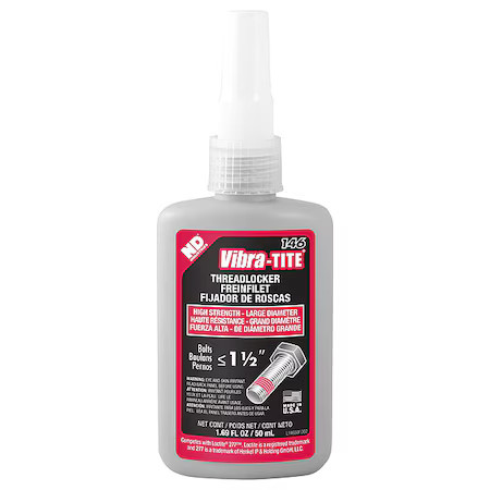 Vibra-Tite 14650 Threadlocker, Vibra-Tite 146, Red, High Strength, Liquid, 50