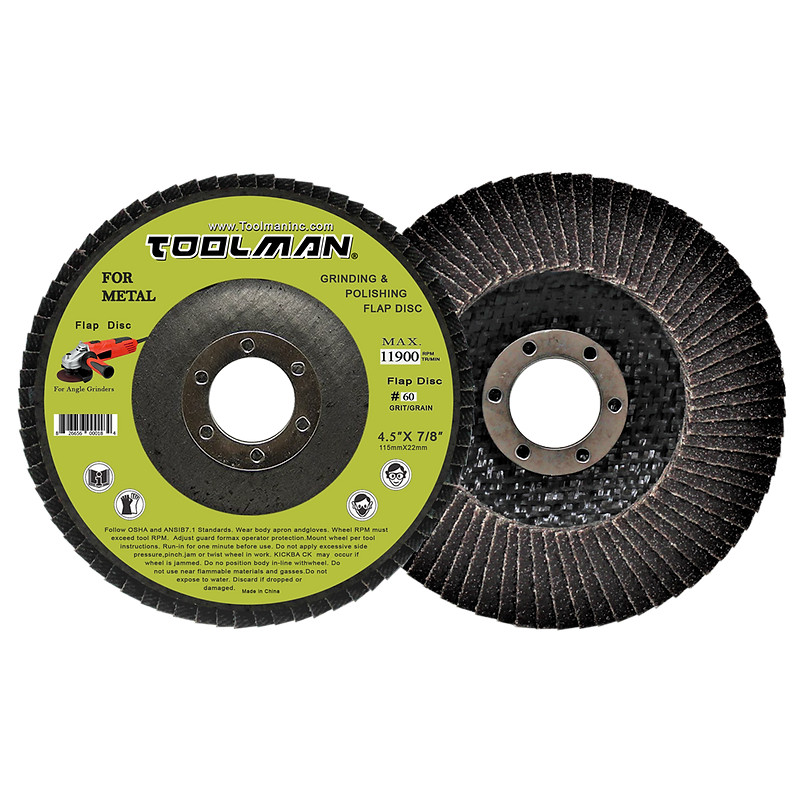 Toolman 4.5″ 60 Grit Sanding Flap Discs 5PC 7/8″ Arbor BTH014