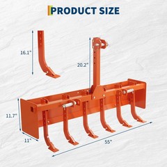 Tractor Land Grading Attachment Box Blade for Tractor 55″, 3 Point Hitch Box Scr