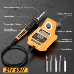 Cordless Soldering Iron Station Digital LCD Display for Dewalt 20V Max Battery