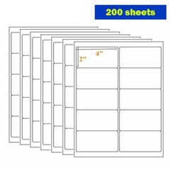 2000 Labels 2″ x 4″ Blank Postage Self Adhesive Mailing Labels 10 Up 200 Sheets