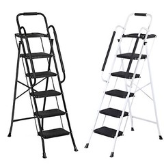 Durable Metal Step Ladder Features Automatic Locking Buckle And Non Slip Handles