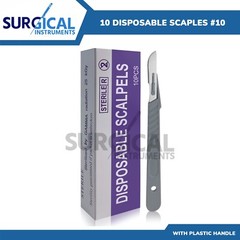 10 Pcs Disposable Scalpel #10, Sterile, Plastic Handle ( High Quality )