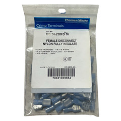 Thomas & Betts Female Disconnect Insulated Crimp Terminals 16-14 AWG 50 Pack