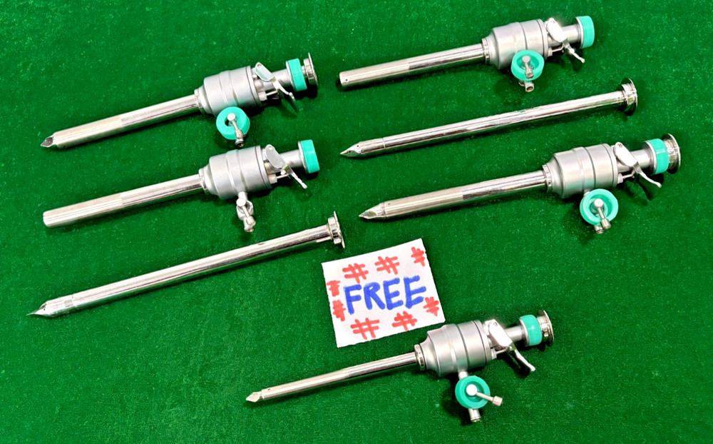 4pc Laparoscopic Metal Trocar Cannula 10mmx110mm with 5mm Trocar Free