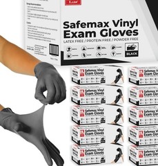 Black Synthetic Vinyl Exam Gloves Powder Free and Latex Free