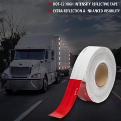 DOT-C2 Reflective Tape 2 Inch X 30 FT Waterproof Red/White Adhesive Conspicuity
