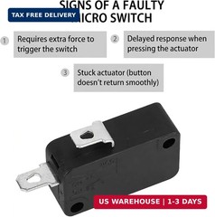 2-Pack Micro Switch for Air Fryer and Microwave Oven, 16A 125V/250V Snap Action