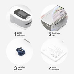 grey CMS50N OLED Fingertip Pulse Oximeter, Spo2 Monitor,Carry Case,Lanyard