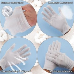 1-10 Pairs White Cotton Gloves Full Finger Waiter Driver Work Jewelry Formal