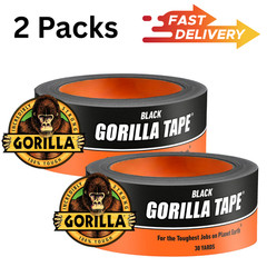 Gorilla 1.88 x 30 yard Black Tough Duct Tape Single Roll (2 Pack)