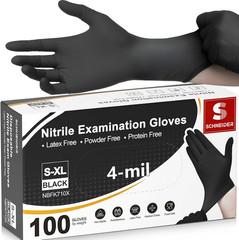Nitrile Exam Gloves, 4 Mil Black Gloves Disposable Latex Free Powder Free, Food