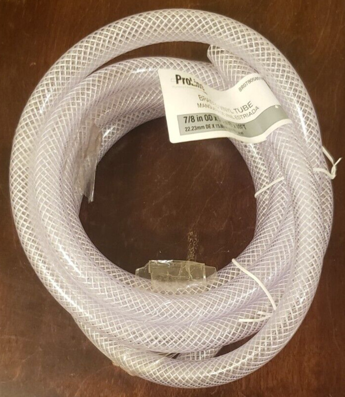 ProLine Braided Clear Vinyl Tubing 7/8-in OD x 5/8-in ID X 10 Feet BRO78058010C