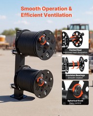 VEVOR Heavy Duty Double Welding Cable Reel Fits 150FT 1/0 & 125FT 2/0 Cable