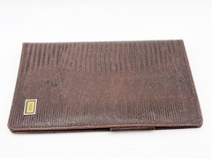 Vintage Day-Timer Senior Size Wallet Organizer Pig Skin Lizard Texture Brown MJD