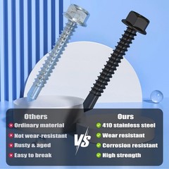104 PCS #12 x 3/4 Inch Self Drilling Hex Washer Screws 410 Stainless Steel