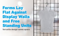 Molded Man’s Shirt Torso Form Fits S – L Hanging Male Mannequin White
