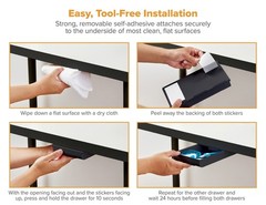 Konnect Under Desk Drawer Organization Self-Adhesive Organizer Under Desk
