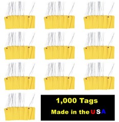 1000 pcs 4 3/4″ x 2 3/8″ Size 5 Yellow Cardstock Hang Tag Tags with Wire 13 Pt