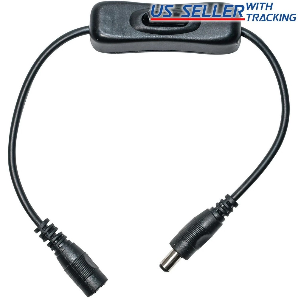 Inline DC Power Switch Extension Cable 5.5mm x 2.1mm Male Female Barrel for 12V