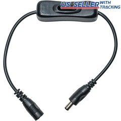 Inline DC Power Switch Extension Cable 5.5mm x 2.1mm Male Female Barrel for 12V