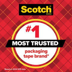 Scotch Heavy Duty Packaging Tape, 3″ Core, Clear, 1.88″ x 54.6 yds, 6 Rolls