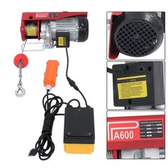 1320lbs Electric Hoist Crane Winch w/ 328ft Wireless & 14ft Wired Remote 1150W