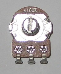 Audio (A) Taper 100k Ohm Potentiometer – 6mm (1/4″) Shaft – 1/8 Watt 100000 Ohm