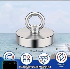 2500lbs Pull Force Strong Magnet Fishing Kit, Includes: Rope, Gloves, Caribiner