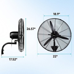 Zokop 2PCS 20” Industrial Wall Mount Fan Metal Fan 4 Speed Ventilation Shop Fan
