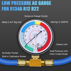 JIFETOR AC Charge Hose with Gauge for R134A Car HVAC Refrigerant Recharge Kit