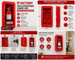 Victory Fire Extinguisher Cabinet Box Red Plastic Cover Case for 5LB FE New