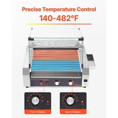 Electric 30 Hot Dog 11 Roller Commercial Grill Cooker Machine Cover 1600W