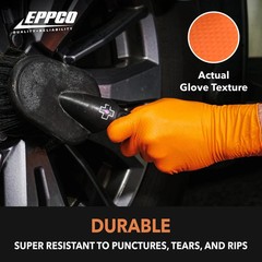 EPPCO 8843 Tiger Grip Orange Nitrile Gloves, Medium – 100 Pc/BOX