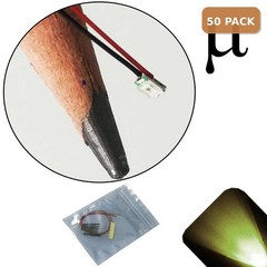 50 x 12v 0805 2012 Warm Soft White Micro SMD LED Pre-Wired Light Soldered Leads
