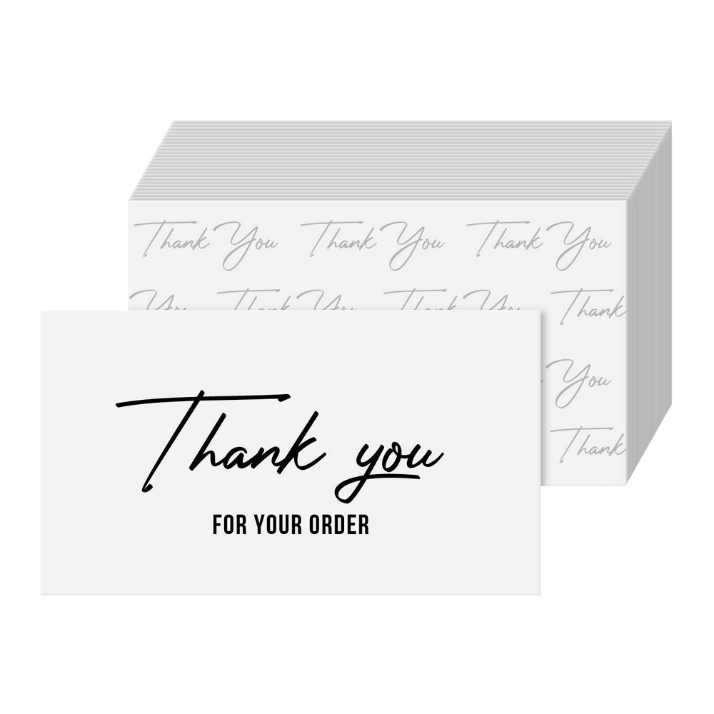 Thank You For Your Order Thick Business Cards, Package Inserts, 2 x 3.5, 100 Qty