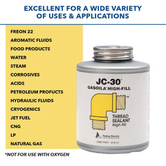 Thread Sealant JC-30, High-Fill for Extreme Temperatures, Metal & PVC Sealant fo