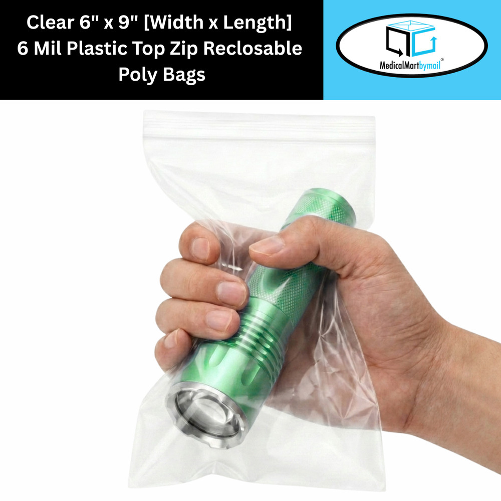 6″ x 9″ Heavy Duty 6 MIL Resealable Zip Top Lock 6×9 Clear Plastic Bags 2000
