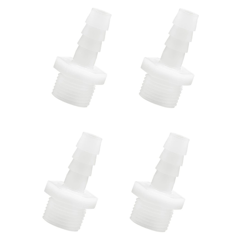 4 Pack 3/8 Barb to 1/2 NPT Male Thread Plastic Hose Pipe Fitting Adapter