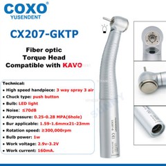 COXO Dental Turbine Fiber Optic High Speed Handpiece LED Coupler 6 Pin Fit KAVO