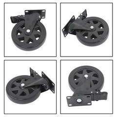 4Pcs Heavy Duty Casters Black 6″ W/ Brake 360° steering With 2× Hardware Kits