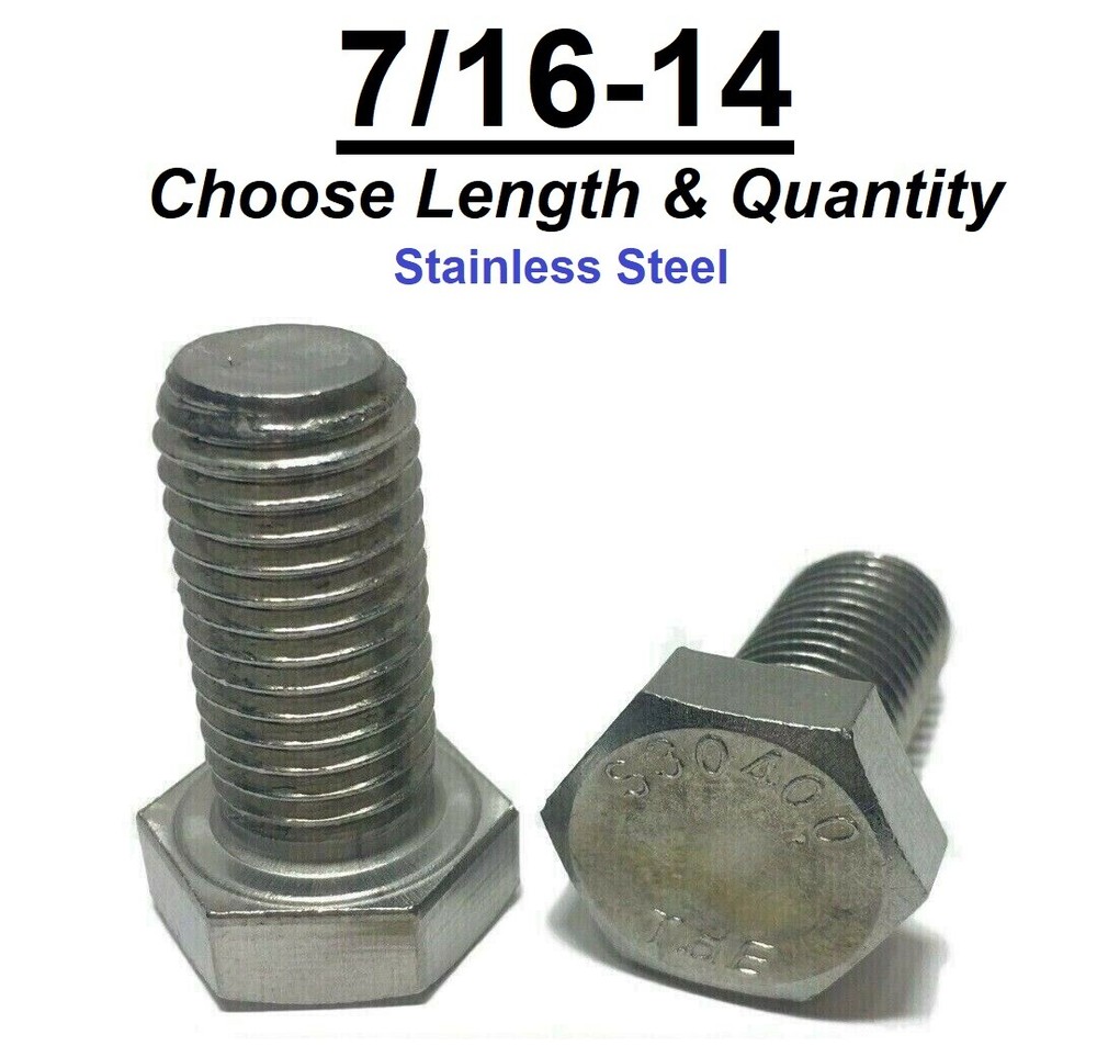 7/16″-14 Stainless Steel Hex Cap Screw Bolt (All Sizes & Qty’s) 18-8 / 304 Grade