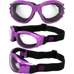 Birdz Eyewear Eagle Women’s Purple Foam Padded Motorcycle Goggles Clear Lenses