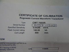 PEM CWT 700XR Rogowski Current Waveform Transducer .04286mV/A 140KA New READ A