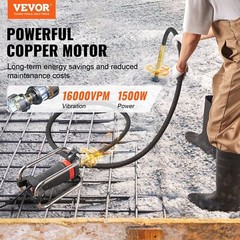 Electric Concrete Vibrator 1500W Copper Motor 16000 VPM with Shaft of 14.75 ft