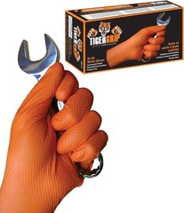 Tiger Grip Nitrile Gloves 8MIL Diamond Grip – Hi-VIS Orange – 1 Box/ 100 gloves