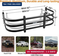 53″-62″ Adjustable Aluminum Tailgate Extender for Ram 1500 2500 Silverado Sierra